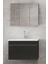 Siyah 100 cm Mdf-Aynalı Seramik Lavabolu Banyo Dolabı Takımı 3