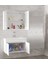 Estella-Ea Beyaz 80 cm Mdf-Ayna Dolaplı, Seramik Lavabolu Banyo Dolabı Takımı 2