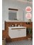 Banyo Selvi 80 cm Demonte Banyo Dolabı Aynalı Dolaplı Üst Dolap Lavabo 1