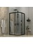 90 x 90 Oval Aynalı Reflekte Cam Kabin 2 Sabit 2 Sürgü Siyah Profil 6mm 90X90 cm 2