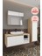 Lale Beyaz 100 cm %100 Mdf Lavabolu Banyo Dolabı + Aynalı Dolap + Boy Dolabı 1
