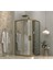 90 x 90 Oval Aynalı Reflekte Cam Kabin 2 Sabit 2 Sürgü Bronz Profil 6mm 90X90 cm 1