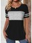 Kadın Kısa Kollu Bisiklet Yaka Çift Renkli Viskon Bluz 1