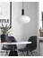 Rustik Dekoratif Metal Modern Siyah Beyaz Opal Camlı Tekli Avize 30CM 1