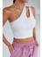 Özel Kadın Beyaz Tek Omuz Cut Out Detaylı Crop Top Bluz Fırsat!!! 1