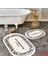 Bathroom Yazılı Banyo Paspası, Krem Renk Paspas, Oval Paspas, Kaymaz Taban,2'li Klozet Takımı 3