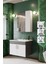 Gümüş 65 cm Lavabolu Banyo Dolabı Retro Gümüş-Beyaz Lavabo Dahil 1