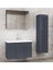 Antrasit 80+35 cm Mdf-Aynalı Seramik Lavabolu Banyo Dolabı Takımı 1
