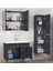 Antrasit 80+35 cm Mdf-Aynalı Seramik Lavabolu Banyo Dolabı Takımı 2