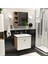 Panjur Kapaklı | Aynalı | Lavabolu | Askılı | Banyo Lavabo Dolabı Seti | Luxe | Ahşap - Beyaz Sepet - Beyaz 2