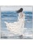 Woman In White Dress Yağlı Boya Dokulu Tablo Gümüş Çerçeve 100X100 cm 2