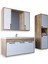 Lizbon 100 cm Mdf Banyo Dolabı Seti ve Boy Dolabı Beyaz - Meşe 1
