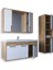 Lizbon 100 cm Mdf Banyo Dolabı Seti ve Boy Dolabı Beyaz - Meşe 3