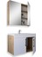 Yalova 80 cm Mdf Banyo Dolabı Seti Beyaz - Meşe 2
