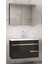 Viosen-Ea Siyah-Gold 80 cm Çekmeceli Mdf-Aynalı Lavabolu Banyo Dolabı Takımı 1
