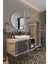 Gül 90 cm Banyo Dolabı Ayna Lavabo Boy Dolabı 5