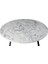 Katlanabilir Metal Ayaklı Ahşap Yer Sofrası Tepsi̇ Sini Beyaz Mermer Desen - 90 cm 1