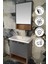 Banyo Karanfil Demonte 65 cm Antrasit Lavabolu Banyo Dolabı Aynalı Üst Dolap ve Boy Dolabı 2