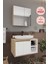 Lale Beyaz 80 cm %100 Mdf Lavabolu Banyo Dolabı + Aynalı Dolap 1