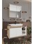 Lale Beyaz 80 cm %100 Mdf Lavabolu Banyo Dolabı + Aynalı Dolap 2