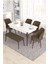 Eva Serisi, 80X132 Açılabilir Mdf Beyaz Masa Ceviz Ayak Mutfak Masası ve 4 Sandalye 1 Bench Kahverengi 1