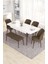 Eva Serisi, 80X132 Açılabilir Mdf Beyaz Masa Ceviz Ayak Mutfak Masası ve 4 Sandalye 1 Bench Kahverengi 2