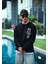 Uzun Kol Bisiklet Yaka Ön ve Arka Baskılı Sweatshirt - Siyah 1