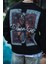 Uzun Kol Bisiklet Yaka Ön ve Arka Baskılı Sweatshirt - Siyah 2