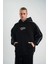 Polızeı Premium Kalite Unisex Kapşonlu Ara Biyeli Sweatshirt - Siyah 1