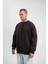 Polızeı Premium Kalite Bisiklet Yaka Yıkamalı Sweatshirt - Kahverengi 1