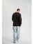Polızeı Premium Kalite Bisiklet Yaka Yıkamalı Sweatshirt - Kahverengi 2