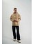 Double Oversize Kapşonlu Şimşek Pano Baskılı Sweatshirt - Bej 2