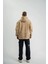 Double Oversize Kapşonlu Şimşek Pano Baskılı Sweatshirt - Bej 3