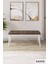 Taç Serisi, 80X132 Açılabilir Beyaz Mermer Desen Masa Takımı, 4 Sandalye Gümüş Halkalı ve 1 Bench Kahverengi 4