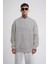 Unisex Biskilet Yaka Üç Iplik Sweatshirt - Gri 1