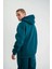 Unisex Double Oversize Kapşonlu Basic Sweatshirt - Koyu Deniz Yeşili 3