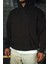 Üç Iplik Penye Kapşonlu Basic Sweatshirt - Siyah 3