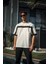 Unisex Yandan Fermuarlı Parçalı T-Shirt - Beyaz 2