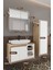 Lale Beyaz 70 cm Set %100 Mdf Lavabolu Banyo Dolabı + Aynalı Dolap + Boy Dolabı 3