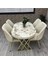 Karnel 80-140 Oval Gold Beyaz Mermer Benchli̇ 4 Ki̇şi̇li̇k Mutfak Masasi Takimi 3