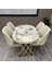 Karnel 80-140 Oval Gold Beyaz Mermer Benchli̇ 4 Ki̇şi̇li̇k Mutfak Masasi Takimi 5