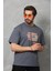 Unisex Bisiklet Yaka Baskılı Oversize T-Shirt - Füme 4