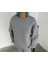 Kışlık Bisiklet Yaka Üç Iplik Basic Sweatshirt - Gri 2