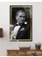 Gold Şerit Siyah Beyaz Yapay Zeka Atatürk Cam Tablo, Uv Baskılı ve Temperli, Hediyelik 36X23 cm 1