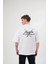 Unisex Bisiklet Yaka Baskılı Oversize T-Shirt - Beyaz 2