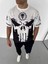 Unisex Bisiklet Yaka Baskılı Oversize T-Shirt - Beyaz 1