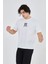 Erkek Bisiklet Yakalı Baskılı T-Shirt - Beyaz 2