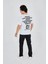 Erkek Bisiklet Yakalı Baskılı T-Shirt - Beyaz 4