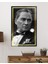 Gold Şerit Siyah Beyaz Atatürk Yapay Zeka Cam Tablo, Uv Baskılı ve Temperli, Hediyelik 36X23 cm 1