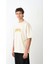Unisex Bisiklet Yaka Baskılı Oversize T-Shirt - Beyaz 3
